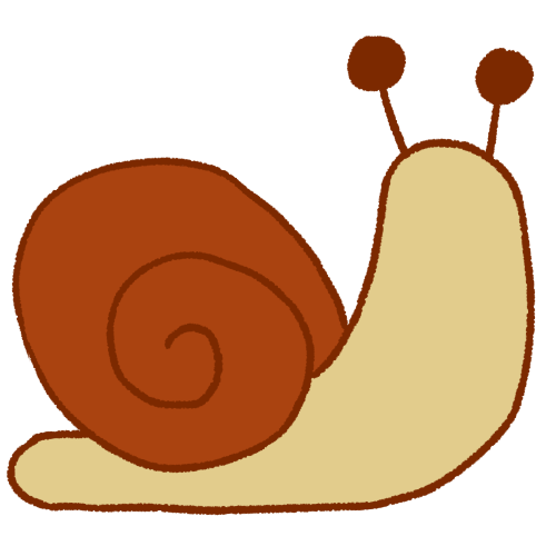 a simple drawing of a snail facing the right.